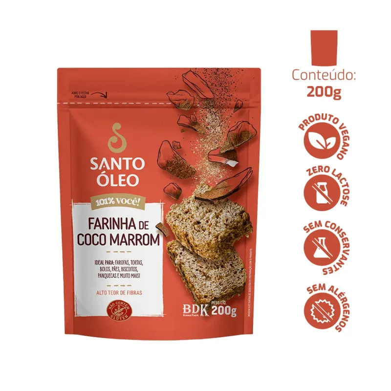 Farinha de Coco Marrom 200g Santo Óleo