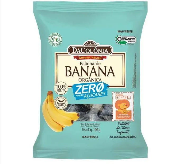 BALINHA DE BANANA ORGÂNICA ZERO AÇUCAR 100g